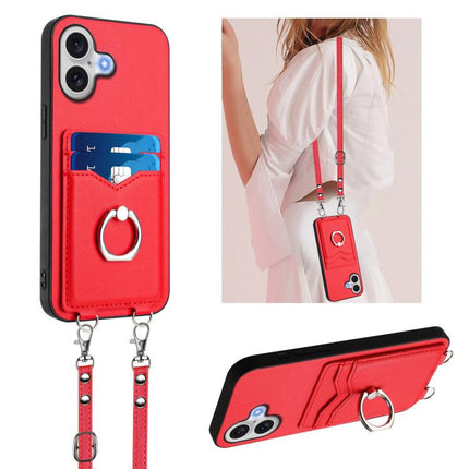 R20 Crossbody Rope Ring Card Holder Phone Case, For iPhone 18 Pro / 17 Pro, For iPhone 18 Pro Max / 17 Pro Max, For iPhone 17, For iPhone Air