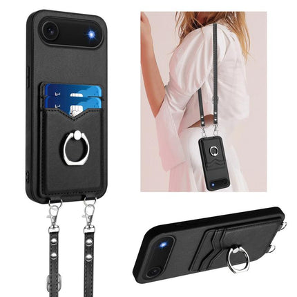 R20 Crossbody Rope Ring Card Holder Phone Case, For iPhone 18 Pro / 17 Pro, For iPhone 18 Pro Max / 17 Pro Max, For iPhone 17, For iPhone Air