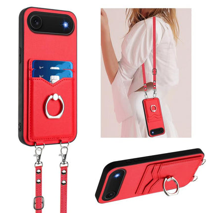 R20 Crossbody Rope Ring Card Holder Phone Case, For iPhone 18 Pro / 17 Pro, For iPhone 18 Pro Max / 17 Pro Max, For iPhone 17, For iPhone Air