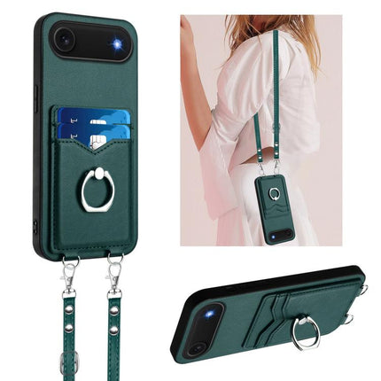 R20 Crossbody Rope Ring Card Holder Phone Case, For iPhone 18 Pro / 17 Pro, For iPhone 18 Pro Max / 17 Pro Max, For iPhone 17, For iPhone Air