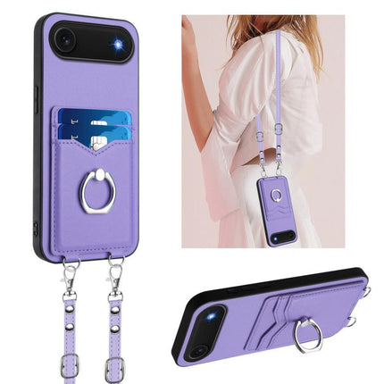 R20 Crossbody Rope Ring Card Holder Phone Case, For iPhone 18 Pro / 17 Pro, For iPhone 18 Pro Max / 17 Pro Max, For iPhone 17, For iPhone Air