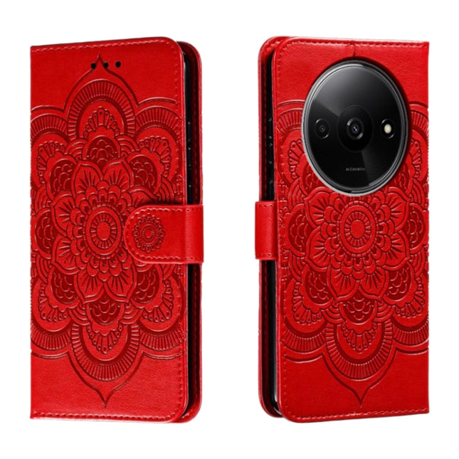 Sun Mandala Embossing Pattern Phone Leather Case, For Redmi Note14 4G 163.25mm, For Redmi Note 14 5G, For Xiaomi Redmi A3