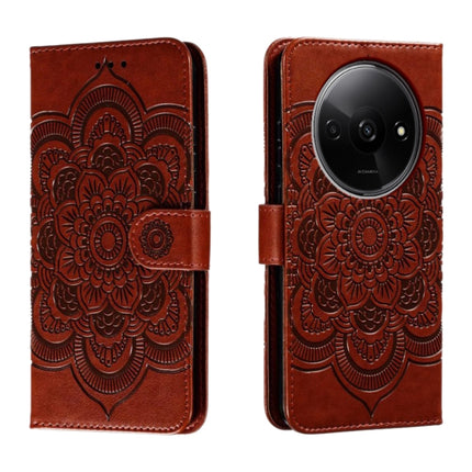 Sun Mandala Embossing Pattern Phone Leather Case, For Redmi Note14 4G 163.25mm, For Redmi Note 14 5G, For Xiaomi Redmi A3