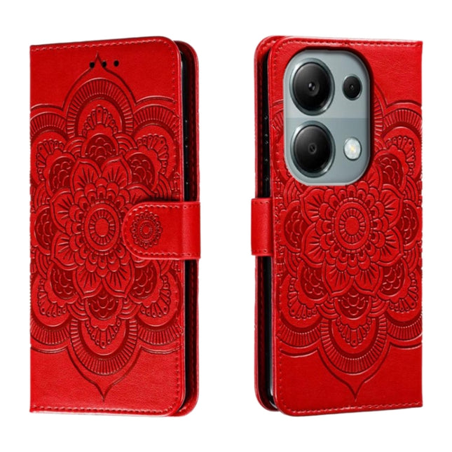 Sun Mandala Embossing Pattern Phone Leather Case, For Xiaomi Redmi Note 13 Pro 4G, For Xiaomi Redmi Note 13 4G, For Xiaomi Redmi K70E