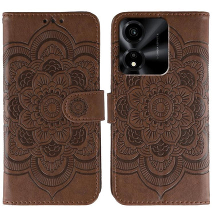 Sun Mandala Embossing Pattern Phone Leather Case, For Honor X5c Plus, For Honor X6c 4G, For Honor 400 Pro Global 160.8mm