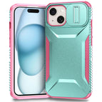 For iPhone 15 / Grey Green + Pink