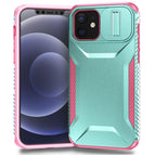 For iPhone 12 / Grey Green + Pink
