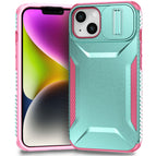 For iPhone 14 / 13 / Grey Green + Pink