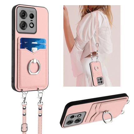 R20 Crossbody Rope Ring Card Holder Phone Case, For Motorola Edge 50 Pro EU Edition, For Motorola Moto G 5G 2024, For Motorola Moto G Play 2024 5G, For Motorola Moto G Stylus 5G 2024