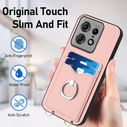 R20 Crossbody Rope Ring Card Holder Phone Case, For Motorola Edge 50 Pro EU Edition, For Motorola Moto G 5G 2024, For Motorola Moto G Play 2024 5G, For Motorola Moto G Stylus 5G 2024