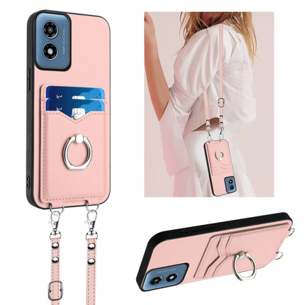 R20 Crossbody Rope Ring Card Holder Phone Case, For Motorola Moto G Play 2024 4G, For Motorola Moto G Power 5G 2024