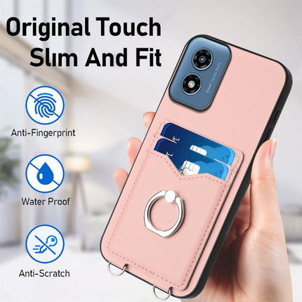 R20 Crossbody Rope Ring Card Holder Phone Case, For Motorola Moto G Play 2024 4G, For Motorola Moto G Power 5G 2024