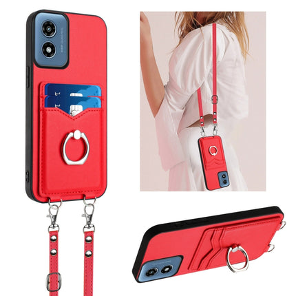 R20 Crossbody Rope Ring Card Holder Phone Case, For Motorola Moto G Play 2024 4G, For Motorola Moto G Power 5G 2024
