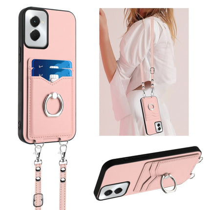 R20 Crossbody Rope Ring Card Holder Phone Case, For Motorola Moto G Play 2024 4G, For Motorola Moto G Power 5G 2024