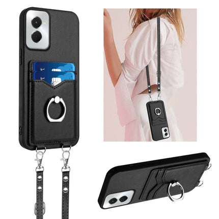 R20 Crossbody Rope Ring Card Holder Phone Case, For Motorola Moto G Play 2024 4G, For Motorola Moto G Power 5G 2024