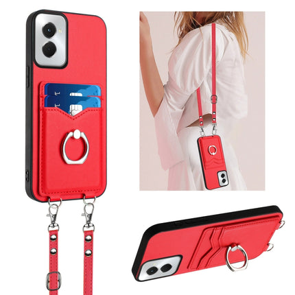 R20 Crossbody Rope Ring Card Holder Phone Case, For Motorola Moto G Play 2024 4G, For Motorola Moto G Power 5G 2024