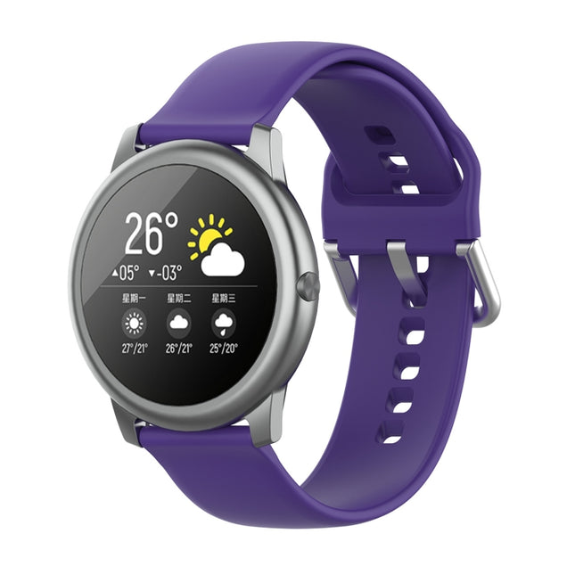 Silicone Solid Color Silver Buckle Strap, Size: 22mm, For Xiaomi Haylou Solar LS05