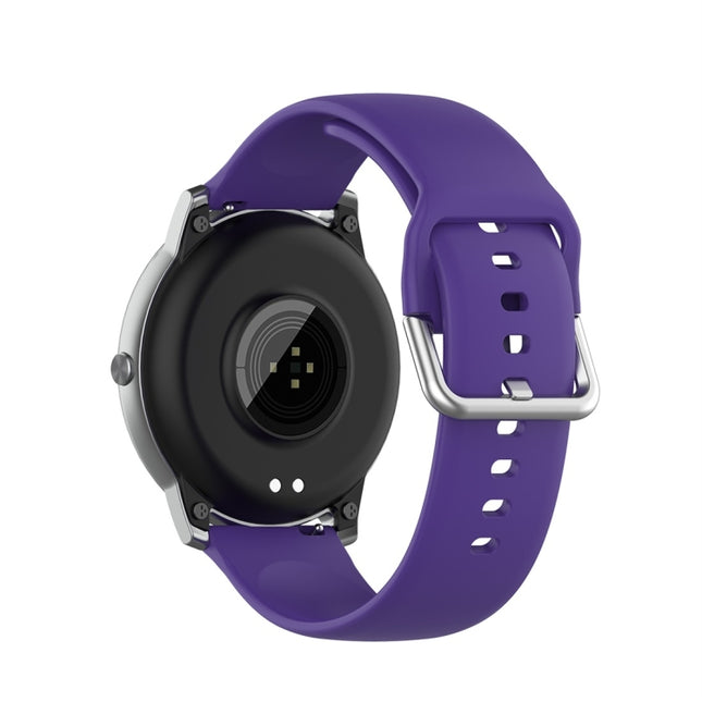 Silicone Solid Color Silver Buckle Strap, Size: 22mm, For Xiaomi Haylou Solar LS05