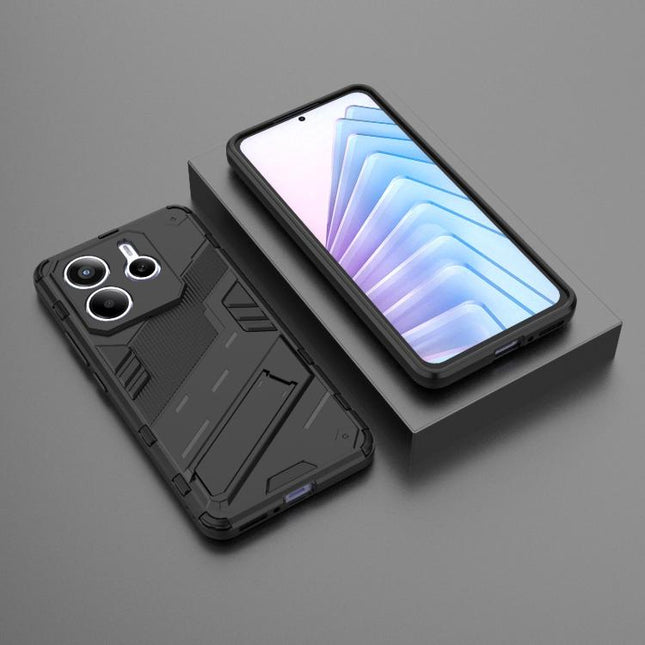 Punk Armor 2 in 1 PC + TPU Phone Case with Holder, For Redmi Note 14 5G, For Redmi 14C 4G Global, For Redmi K70 Ultra Global