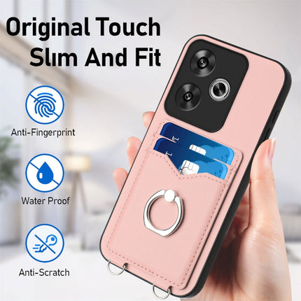 R20 Crossbody Rope Ring Card Holder Phone Case, For Xiaomi Redmi Turbo 3, For Xiaomi Redmi A3 4G Global, For Xiaomi Redmi Note 13 Pro 4G Global, For Xiaomi Redmi Note 13 4G Global