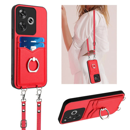 R20 Crossbody Rope Ring Card Holder Phone Case, For Xiaomi Redmi Turbo 3, For Xiaomi Redmi A3 4G Global, For Xiaomi Redmi Note 13 Pro 4G Global, For Xiaomi Redmi Note 13 4G Global