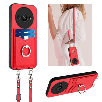 R20 Crossbody Rope Ring Card Holder Phone Case, For Xiaomi Redmi Turbo 3, For Xiaomi Redmi A3 4G Global, For Xiaomi Redmi Note 13 Pro 4G Global, For Xiaomi Redmi Note 13 4G Global