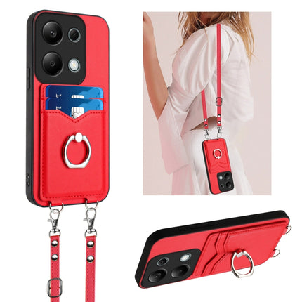 R20 Crossbody Rope Ring Card Holder Phone Case, For Xiaomi Redmi Turbo 3, For Xiaomi Redmi A3 4G Global, For Xiaomi Redmi Note 13 Pro 4G Global, For Xiaomi Redmi Note 13 4G Global