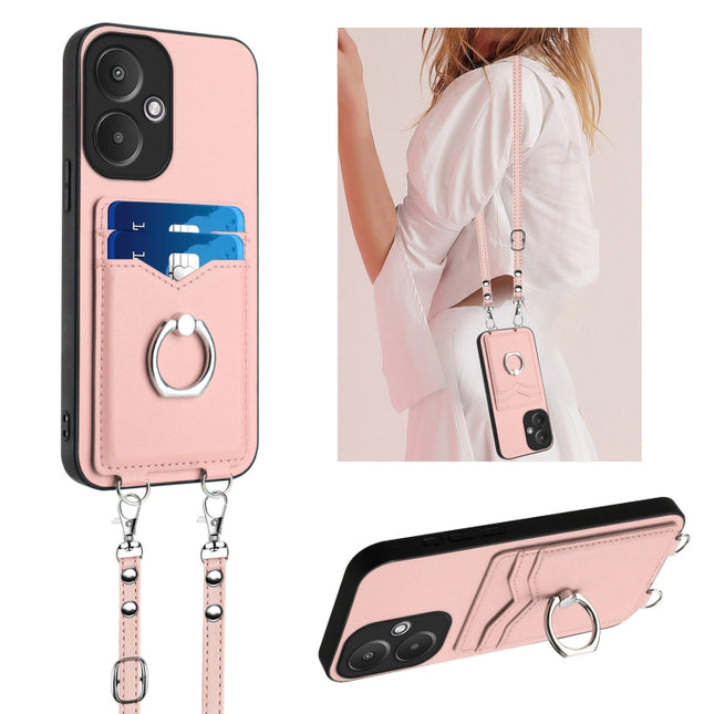 R20 Crossbody Rope Ring Card Holder Phone Case, For Xiaomi Redmi 13C 5G / 13R, For Xiaomi Redmi Note 13 Pro 5G, For Xiaomi Redmi 13C 4G Global, For Xiaomi Redmi Note 13 5G