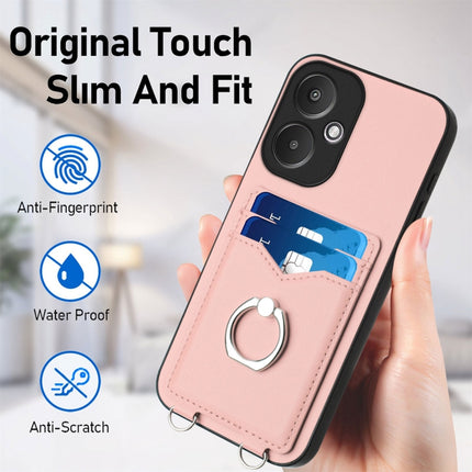 R20 Crossbody Rope Ring Card Holder Phone Case, For Xiaomi Redmi 13C 5G / 13R, For Xiaomi Redmi Note 13 Pro 5G, For Xiaomi Redmi 13C 4G Global, For Xiaomi Redmi Note 13 5G