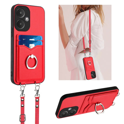 R20 Crossbody Rope Ring Card Holder Phone Case, For Xiaomi Redmi 13C 5G / 13R, For Xiaomi Redmi Note 13 Pro 5G, For Xiaomi Redmi 13C 4G Global, For Xiaomi Redmi Note 13 5G