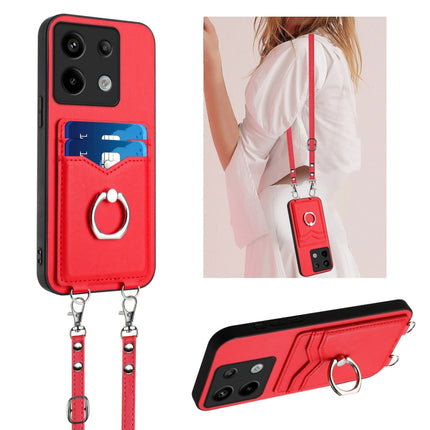 R20 Crossbody Rope Ring Card Holder Phone Case, For Xiaomi Redmi 13C 5G / 13R, For Xiaomi Redmi Note 13 Pro 5G, For Xiaomi Redmi 13C 4G Global, For Xiaomi Redmi Note 13 5G