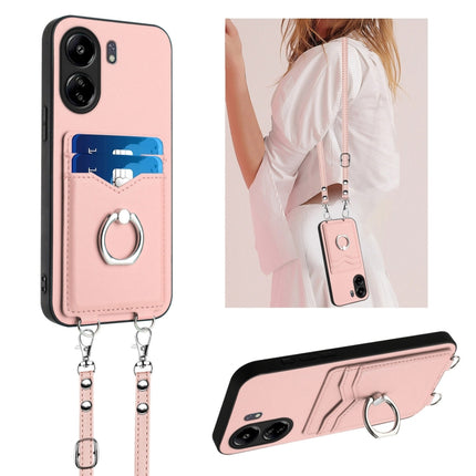 R20 Crossbody Rope Ring Card Holder Phone Case, For Xiaomi Redmi 13C 5G / 13R, For Xiaomi Redmi Note 13 Pro 5G, For Xiaomi Redmi 13C 4G Global, For Xiaomi Redmi Note 13 5G