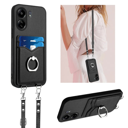 R20 Crossbody Rope Ring Card Holder Phone Case, For Xiaomi Redmi 13C 5G / 13R, For Xiaomi Redmi Note 13 Pro 5G, For Xiaomi Redmi 13C 4G Global, For Xiaomi Redmi Note 13 5G