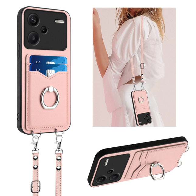 R20 Crossbody Rope Ring Card Holder Phone Case, For Xiaomi Redmi Note 13 Pro+, For Xiaomi Redmi 12 4G Global, For Xiaomi Redmi K60 / K60 Pro, For Xiaomi Redmi K60 Champion Edition