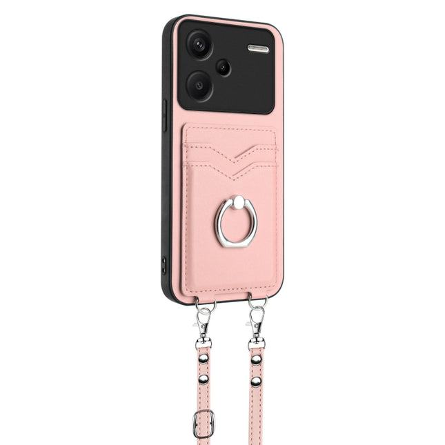 R20 Crossbody Rope Ring Card Holder Phone Case, For Xiaomi Redmi Note 13 Pro+, For Xiaomi Redmi 12 4G Global, For Xiaomi Redmi K60 / K60 Pro, For Xiaomi Redmi K60 Champion Edition