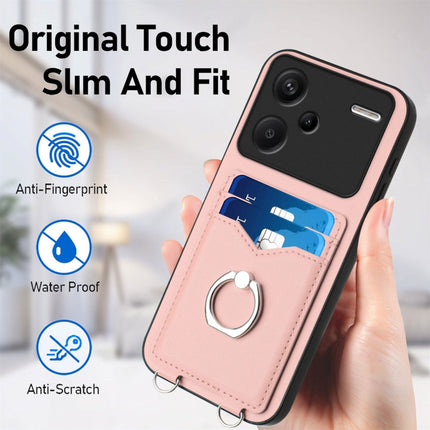 R20 Crossbody Rope Ring Card Holder Phone Case, For Xiaomi Redmi Note 13 Pro+, For Xiaomi Redmi 12 4G Global, For Xiaomi Redmi K60 / K60 Pro, For Xiaomi Redmi K60 Champion Edition