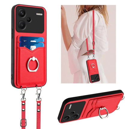 R20 Crossbody Rope Ring Card Holder Phone Case, For Xiaomi Redmi Note 13 Pro+, For Xiaomi Redmi 12 4G Global, For Xiaomi Redmi K60 / K60 Pro, For Xiaomi Redmi K60 Champion Edition