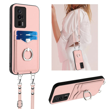 R20 Crossbody Rope Ring Card Holder Phone Case, For Xiaomi Redmi Note 13 Pro+, For Xiaomi Redmi 12 4G Global, For Xiaomi Redmi K60 / K60 Pro, For Xiaomi Redmi K60 Champion Edition