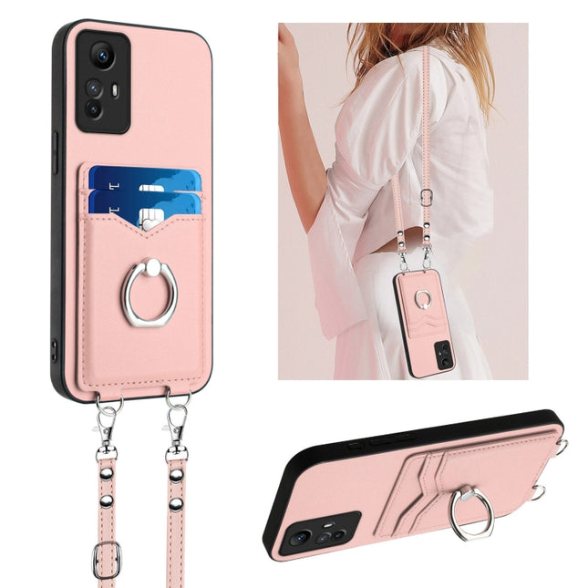 R20 Crossbody Rope Ring Card Holder Phone Case, For Xiaomi Redmi Note 12S 4G Global, For Xiaomi Redmi Note 12 4G Global, For Xiaomi Redmi Note 12 Turbo, For Xiaomi Redmi Note 12 Pro+ 5G