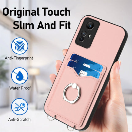 R20 Crossbody Rope Ring Card Holder Phone Case, For Xiaomi Redmi Note 12S 4G Global, For Xiaomi Redmi Note 12 4G Global, For Xiaomi Redmi Note 12 Turbo, For Xiaomi Redmi Note 12 Pro+ 5G