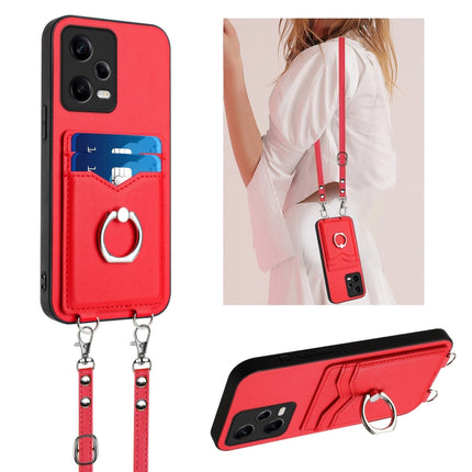 R20 Crossbody Rope Ring Card Holder Phone Case, For Xiaomi Redmi Note 12S 4G Global, For Xiaomi Redmi Note 12 4G Global, For Xiaomi Redmi Note 12 Turbo, For Xiaomi Redmi Note 12 Pro+ 5G