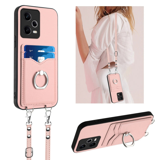 R20 Crossbody Rope Ring Card Holder Phone Case, For Xiaomi Redmi Note 12 Pro 5G, For Xiaomi Redmi Note 12 Pro Speed, For Xiaomi Redmi Note 12 5G Global, For Xiaomi Redmi 12C / 11A