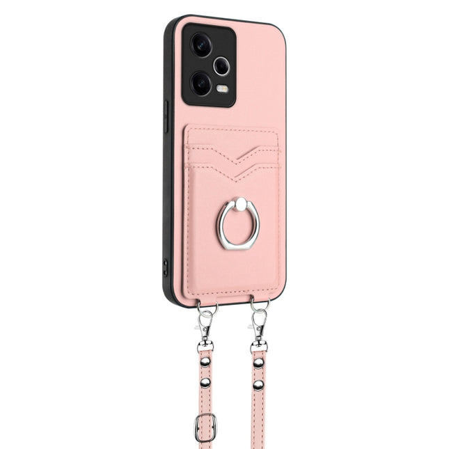 R20 Crossbody Rope Ring Card Holder Phone Case, For Xiaomi Redmi Note 12 Pro 5G, For Xiaomi Redmi Note 12 Pro Speed, For Xiaomi Redmi Note 12 5G Global, For Xiaomi Redmi 12C / 11A