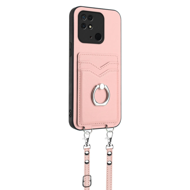 R20 Crossbody Rope Ring Card Holder Phone Case, For Xiaomi Redmi 10C