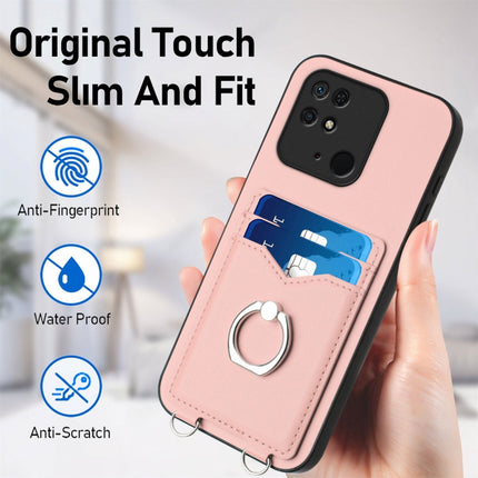 R20 Crossbody Rope Ring Card Holder Phone Case, For Xiaomi Redmi 10C