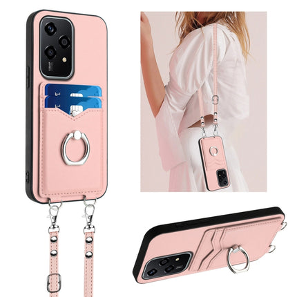 R20 Crossbody Rope Ring Card Holder Phone Case, For Honor 200 Lite Global, For Honor X8b Global, For Honor X9b / Magic6 Lite, For Honor X7b / Play 8T 5G