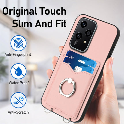 R20 Crossbody Rope Ring Card Holder Phone Case, For Honor 200 Lite Global, For Honor X8b Global, For Honor X9b / Magic6 Lite, For Honor X7b / Play 8T 5G