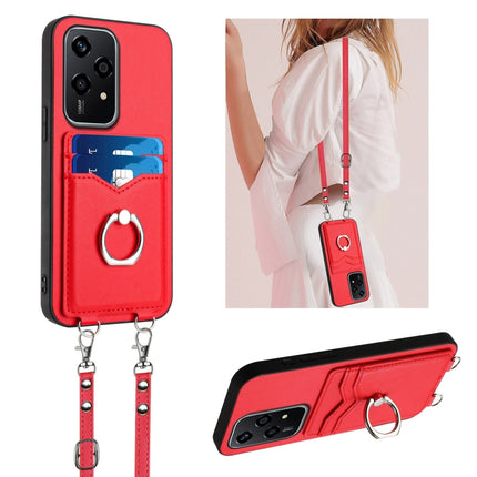 R20 Crossbody Rope Ring Card Holder Phone Case, For Honor 200 Lite Global, For Honor X8b Global, For Honor X9b / Magic6 Lite, For Honor X7b / Play 8T 5G