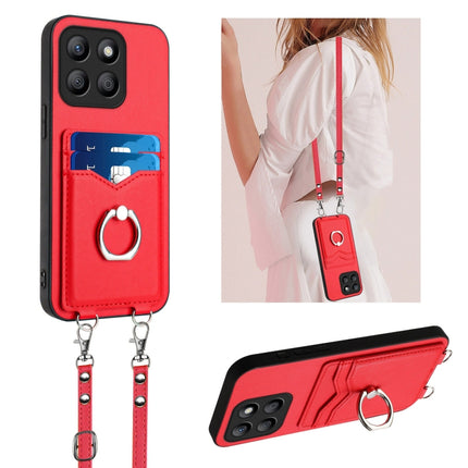 R20 Crossbody Rope Ring Card Holder Phone Case, For Honor 200 Lite Global, For Honor X8b Global, For Honor X9b / Magic6 Lite, For Honor X7b / Play 8T 5G