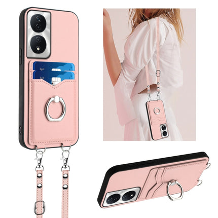 R20 Crossbody Rope Ring Card Holder Phone Case, For Honor 200 Lite Global, For Honor X8b Global, For Honor X9b / Magic6 Lite, For Honor X7b / Play 8T 5G
